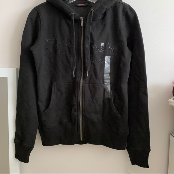 DKNY black sequin logo zip up new - Picture 1 of 4